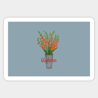 Bucket of Gladiolus in orange hues Sticker